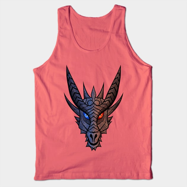 Red and Blue Dragon Face Tank Top by Teeziner